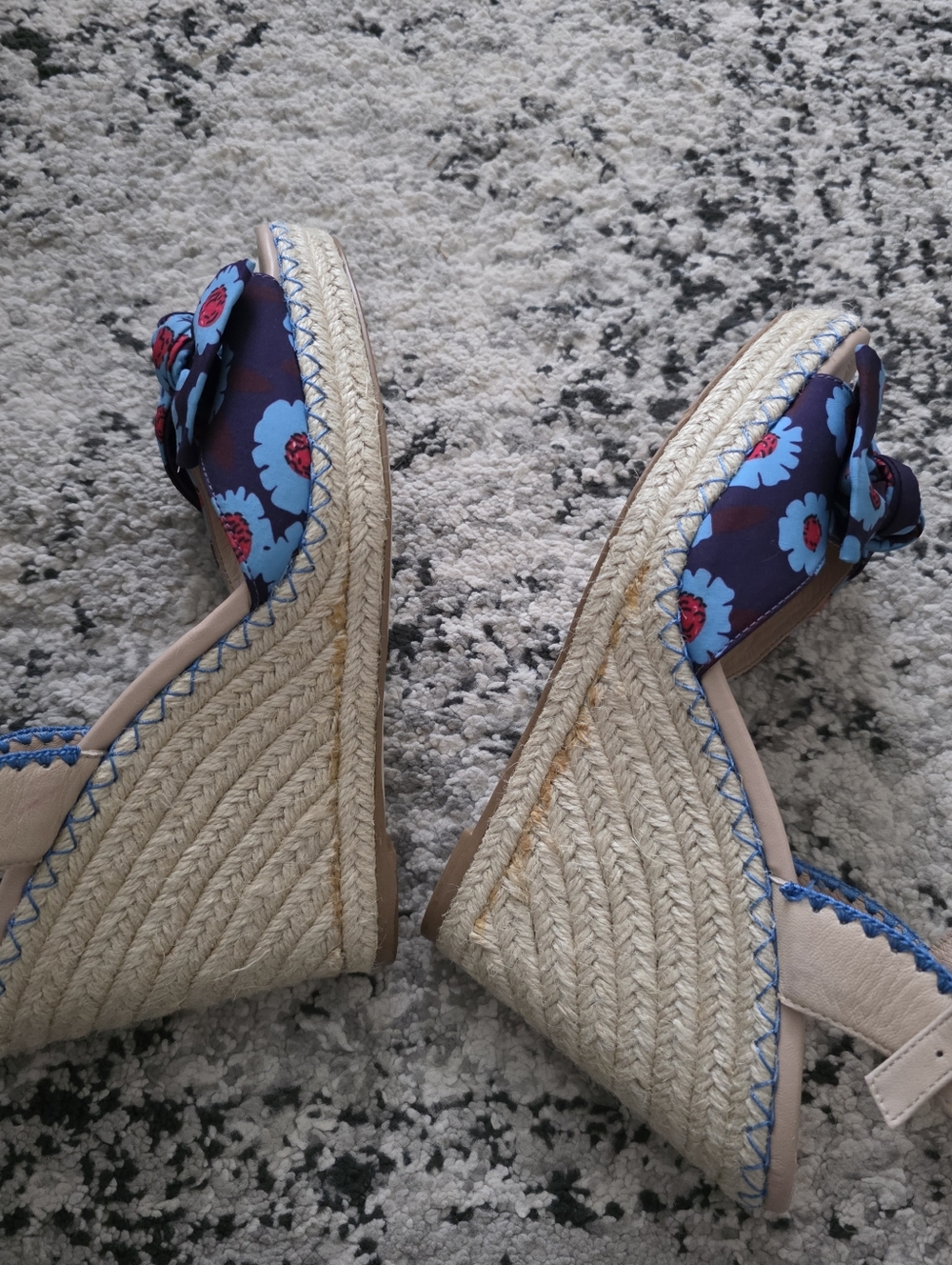 Kate Spade Jane Floral Bow Espadrille Wedge Sandals Womns 9.5 Preppy Chic Spring - Picture 6 of 6